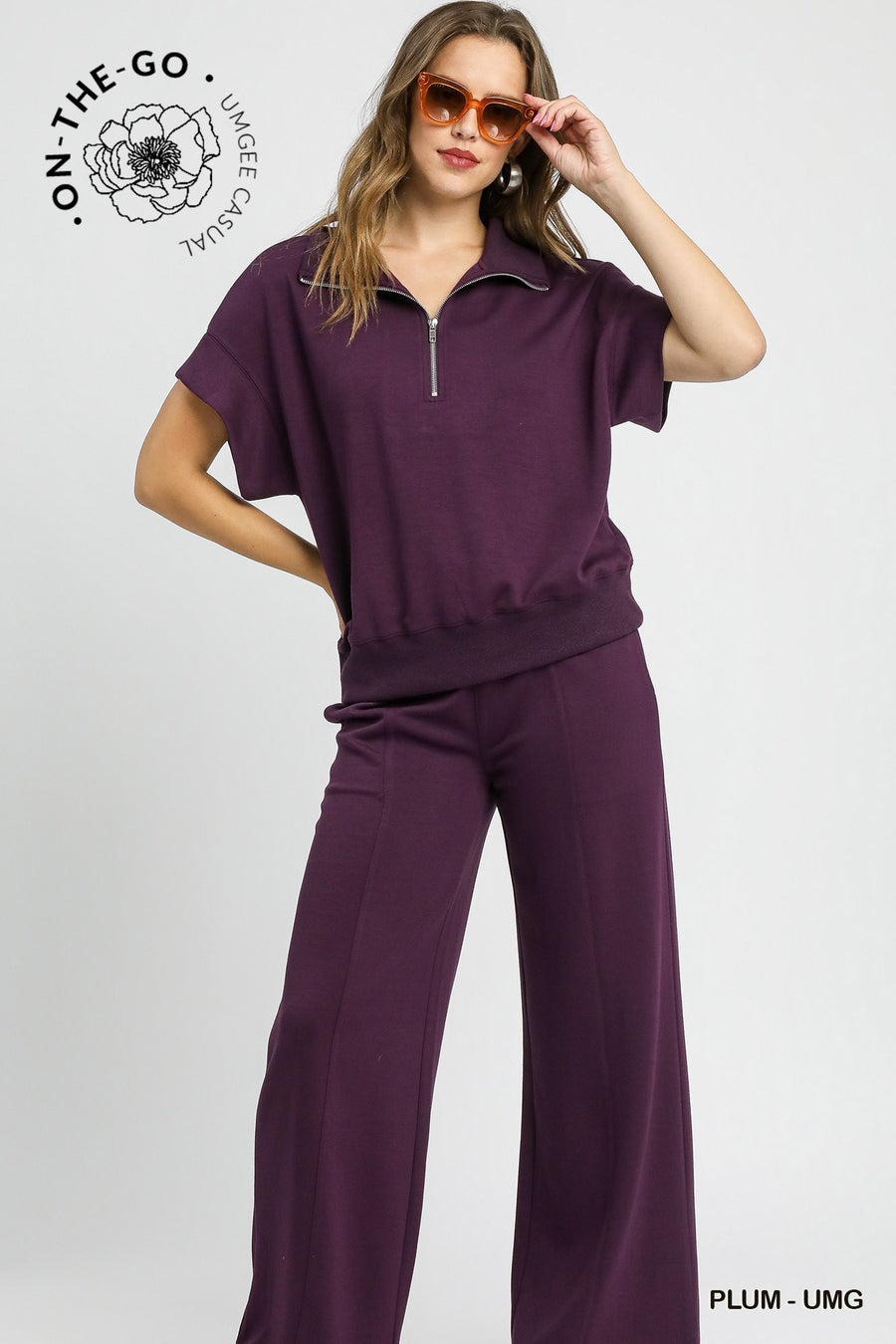 Plum Luxeknit Wide Leg Lounge Pants