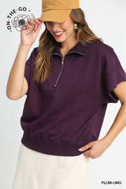 Plum Luxeknit Relaxed Half-Zip Pullover