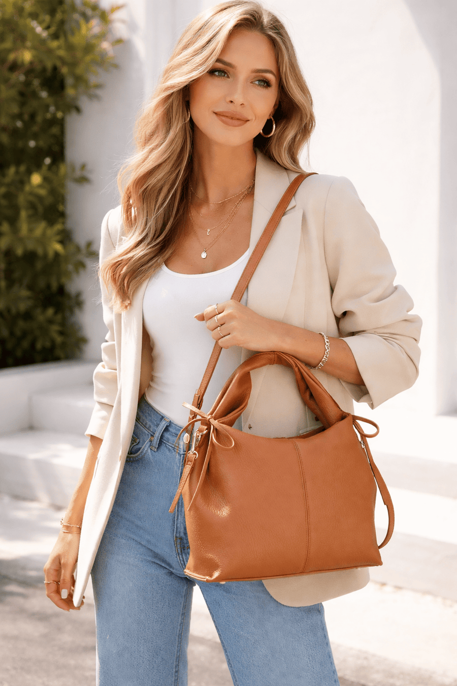 Bonnie Satchel/Crossbody Bag With Ribbon Detail