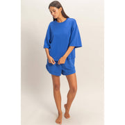 Double Zero Cobalt Scuba Boxy Top