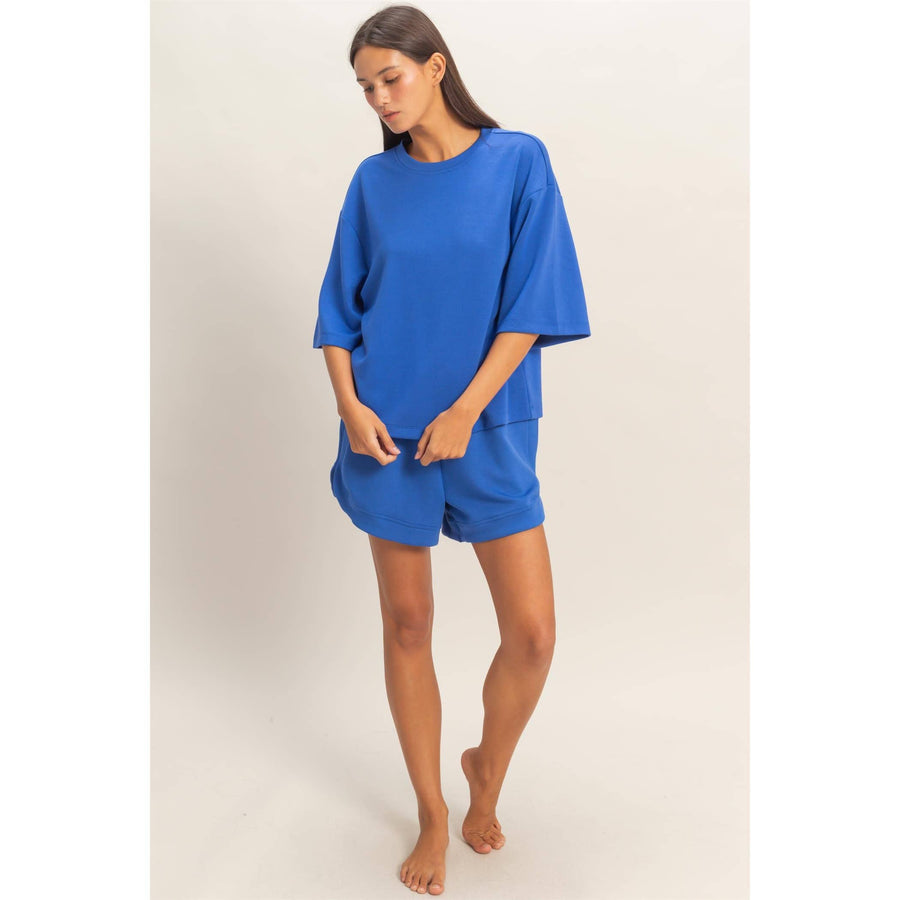 Double Zero Cobalt Scuba Boxy Top