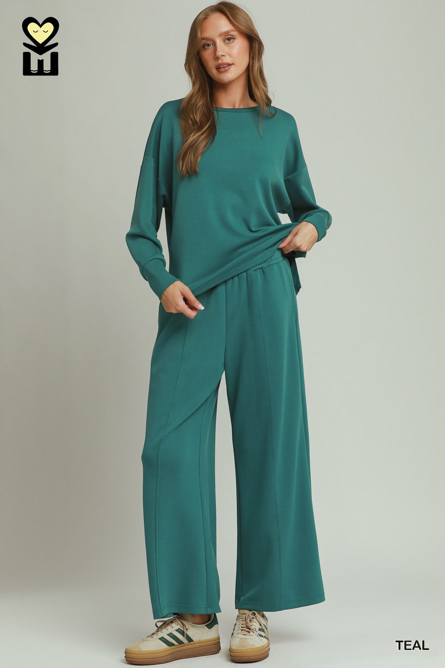 Umgee Luxeknit Teal Wide Leg Pants