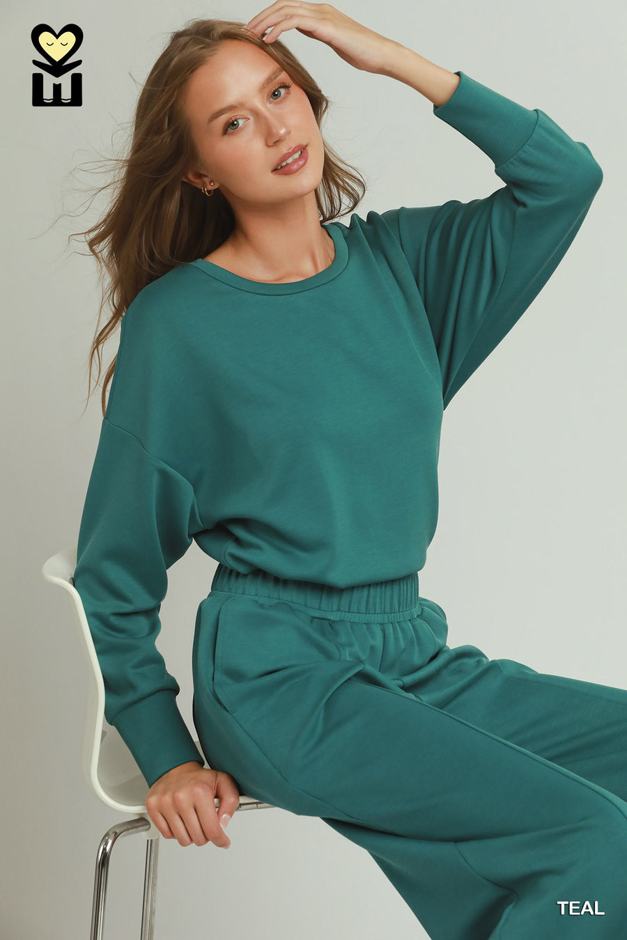 Umgee Luxeknit Teal Wide Leg Pants