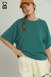 Umgee Luxeknit Teal Relaxed Raglan Sleeve Top