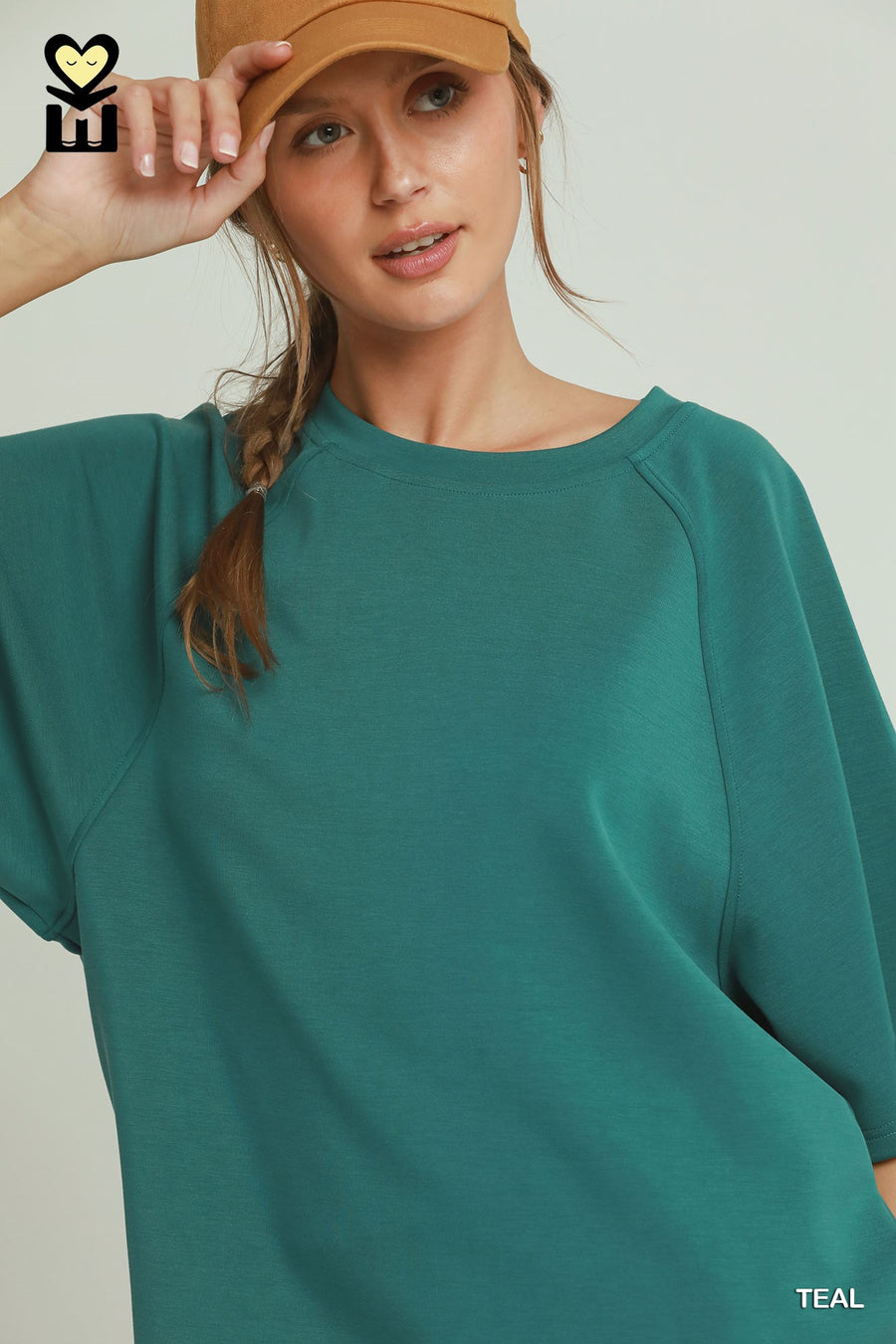 Umgee Luxeknit Teal Relaxed Raglan Sleeve Top
