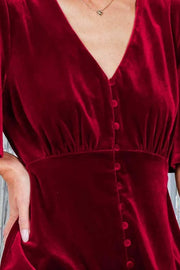 Elegant Silhouette Luxe Velvet V-Neck Dress