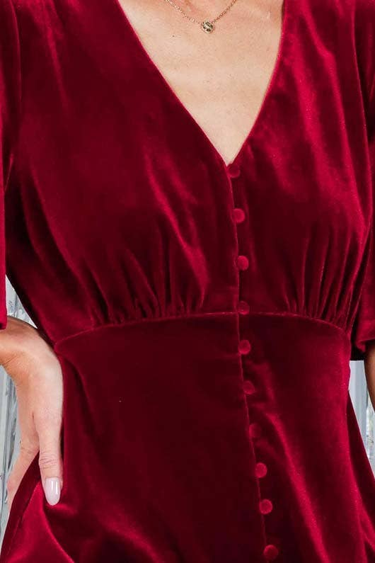 Elegant Silhouette Luxe Velvet V-Neck Dress