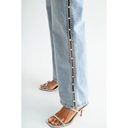MICA High-rise Wide Leg Pearl Embellished Denim