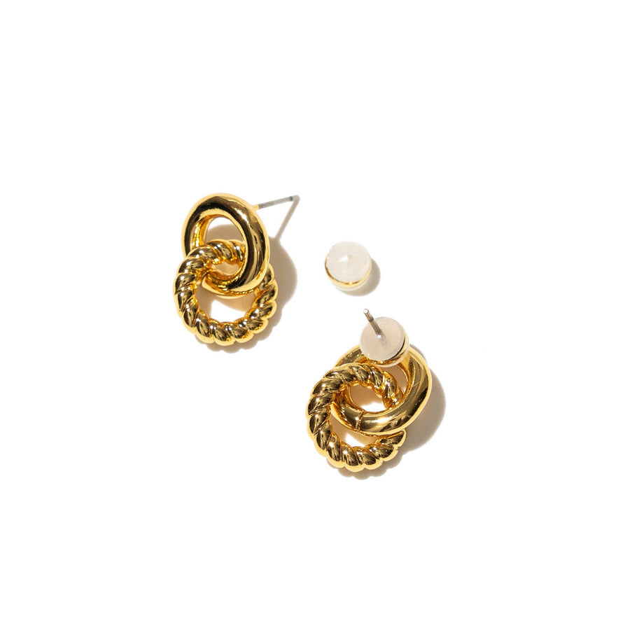 Brenda Grands 18K Gold Smooth and Twist Studs