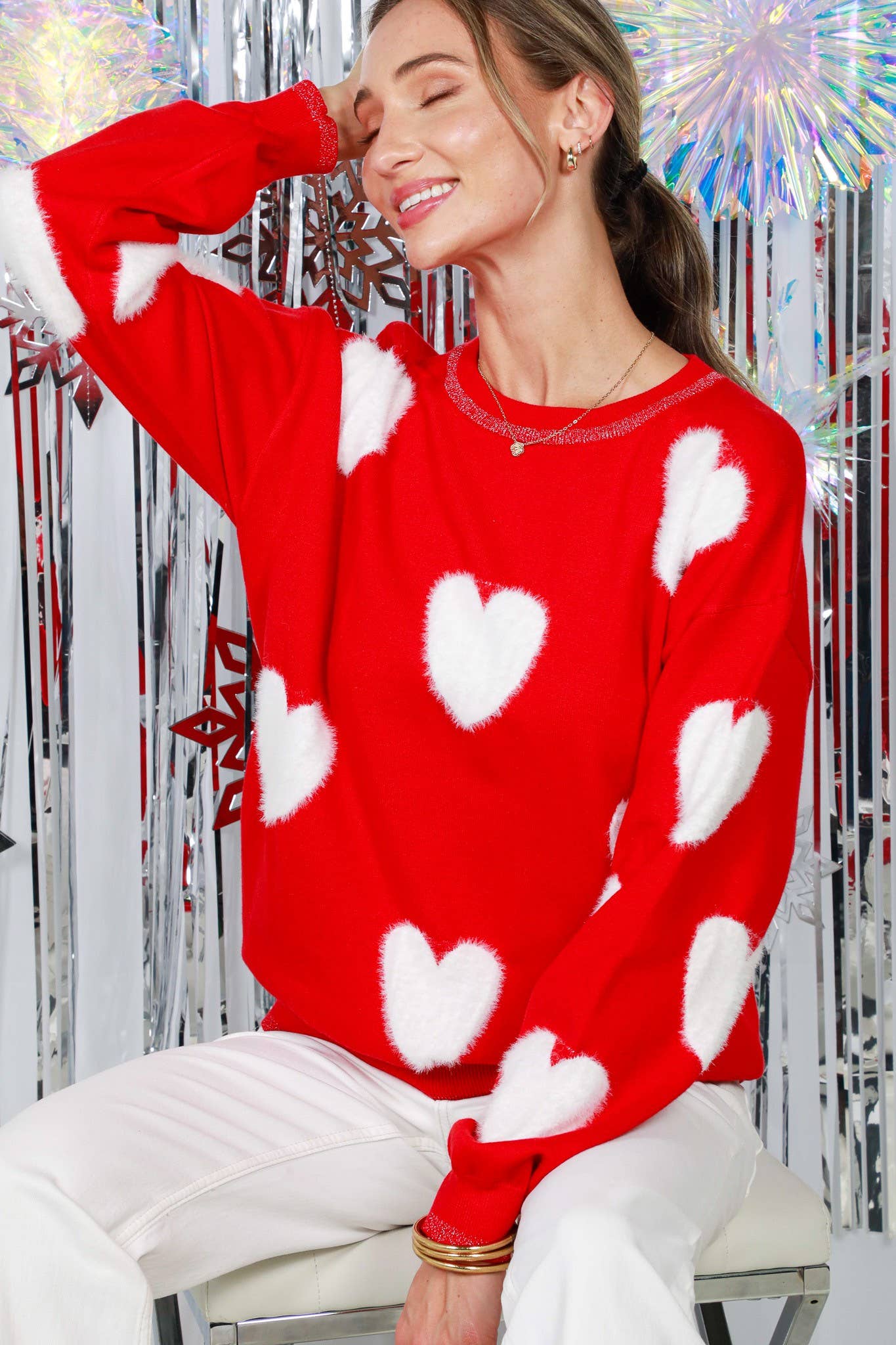 Red Fuzzy Heart Sweater