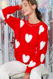 Red Fuzzy Heart Sweater