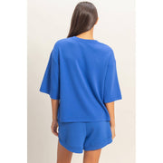 Double Zero Cobalt Scuba Boxy Top