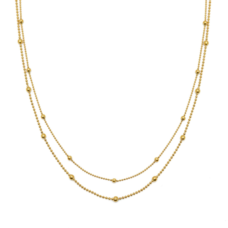 Brenda Grands Waterproof Gold Double Beaded Chain Necklace