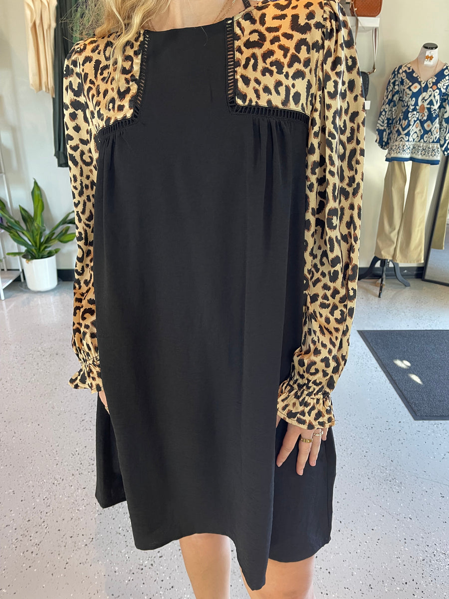 Color Block Leopard Dress