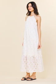 Skies are Blue Chiffon Eyelet Tiered Maxi Dress