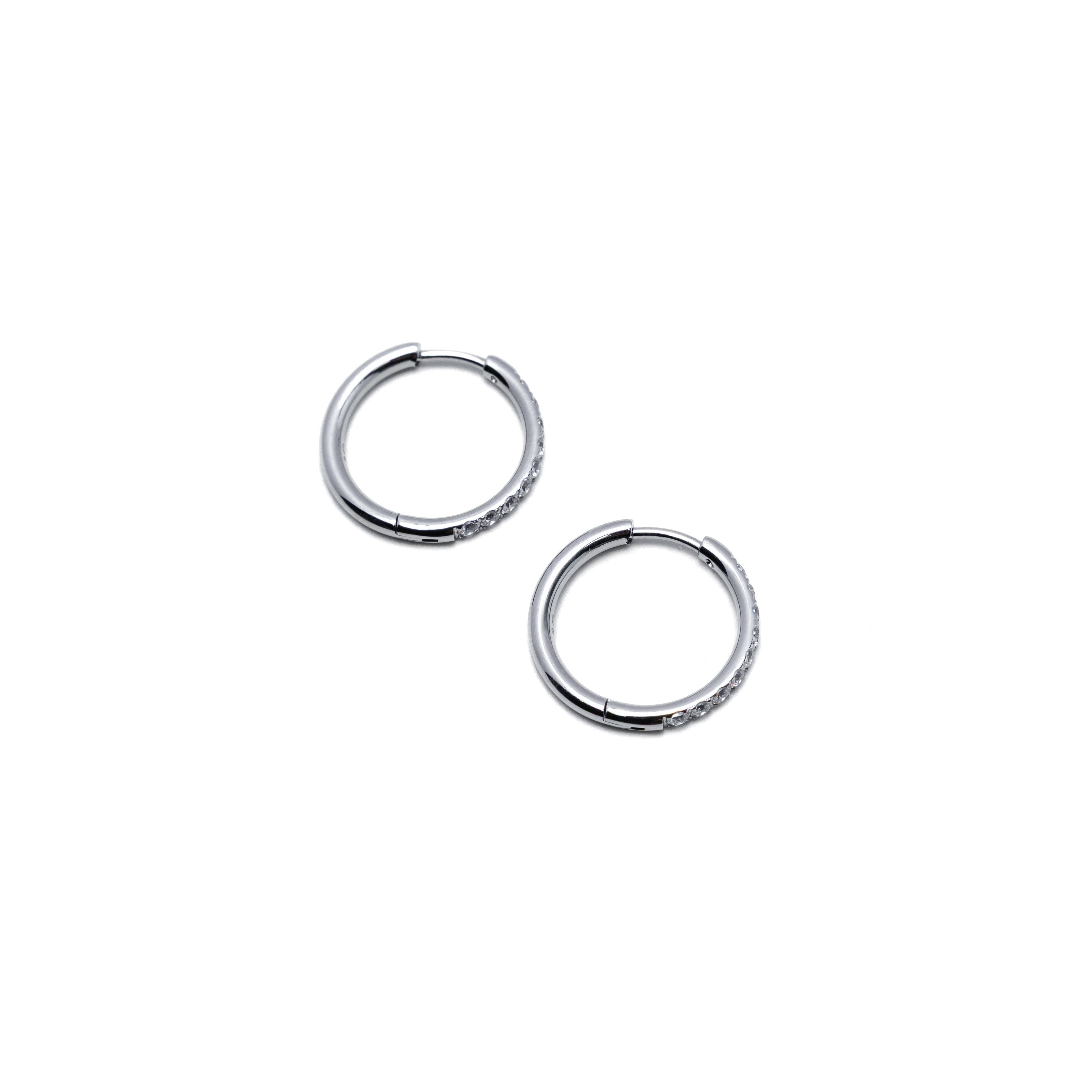 Brenda Grands 18mm Silver Diamond Hoops