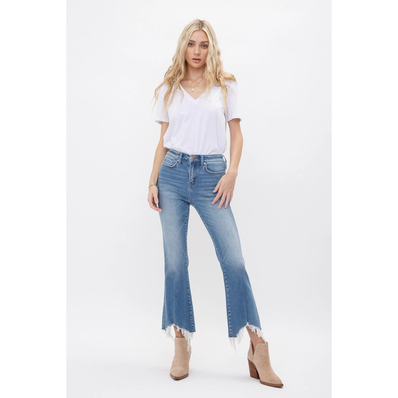 MICA Moscato High Rise Crop Flare with Raw Hem