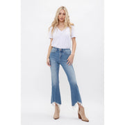 MICA Moscato High Rise Crop Flare with Raw Hem