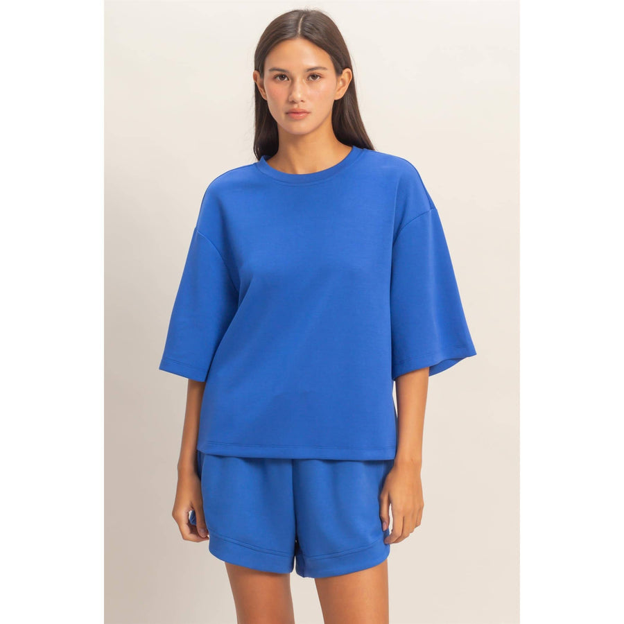 Double Zero Cobalt Scuba Boxy Top