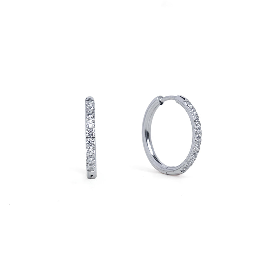 Brenda Grands 18mm Silver Diamond Hoops