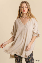 Oatmeal Linen Tunic Top