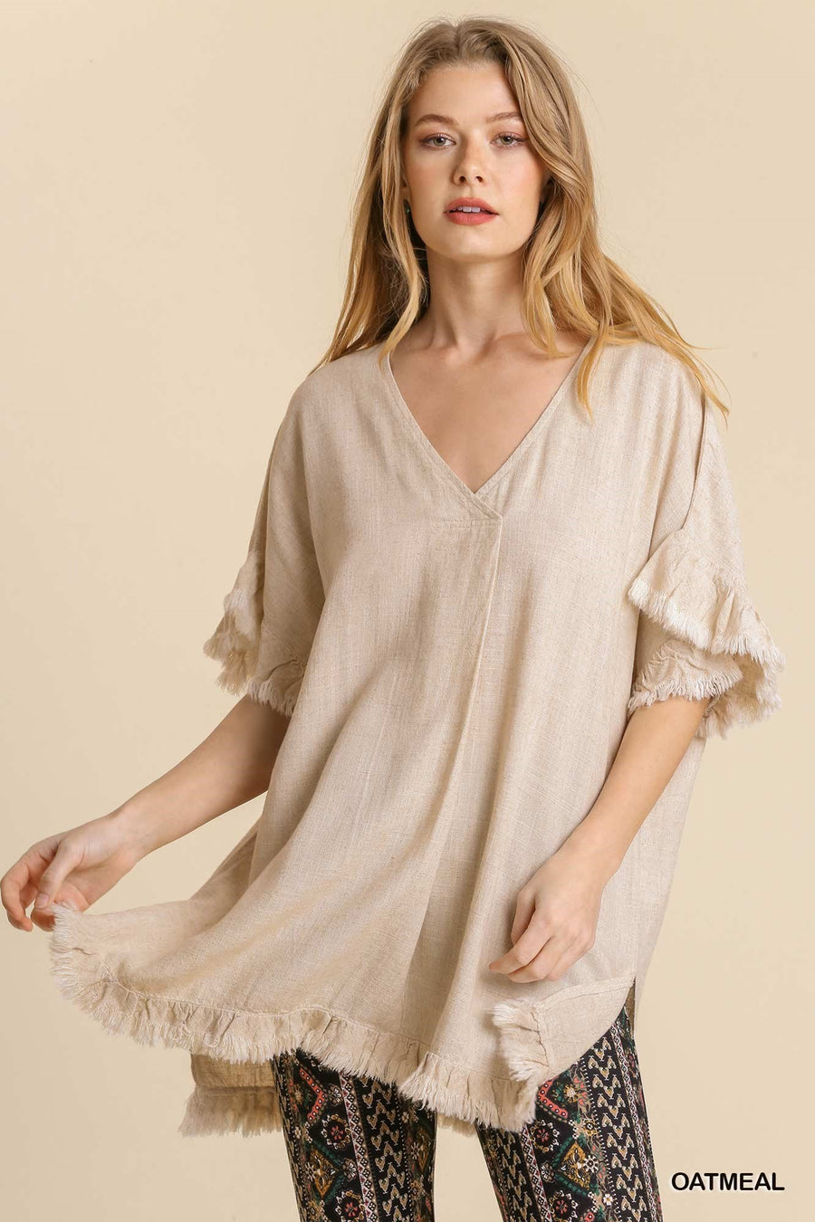 Oatmeal Linen Tunic Top