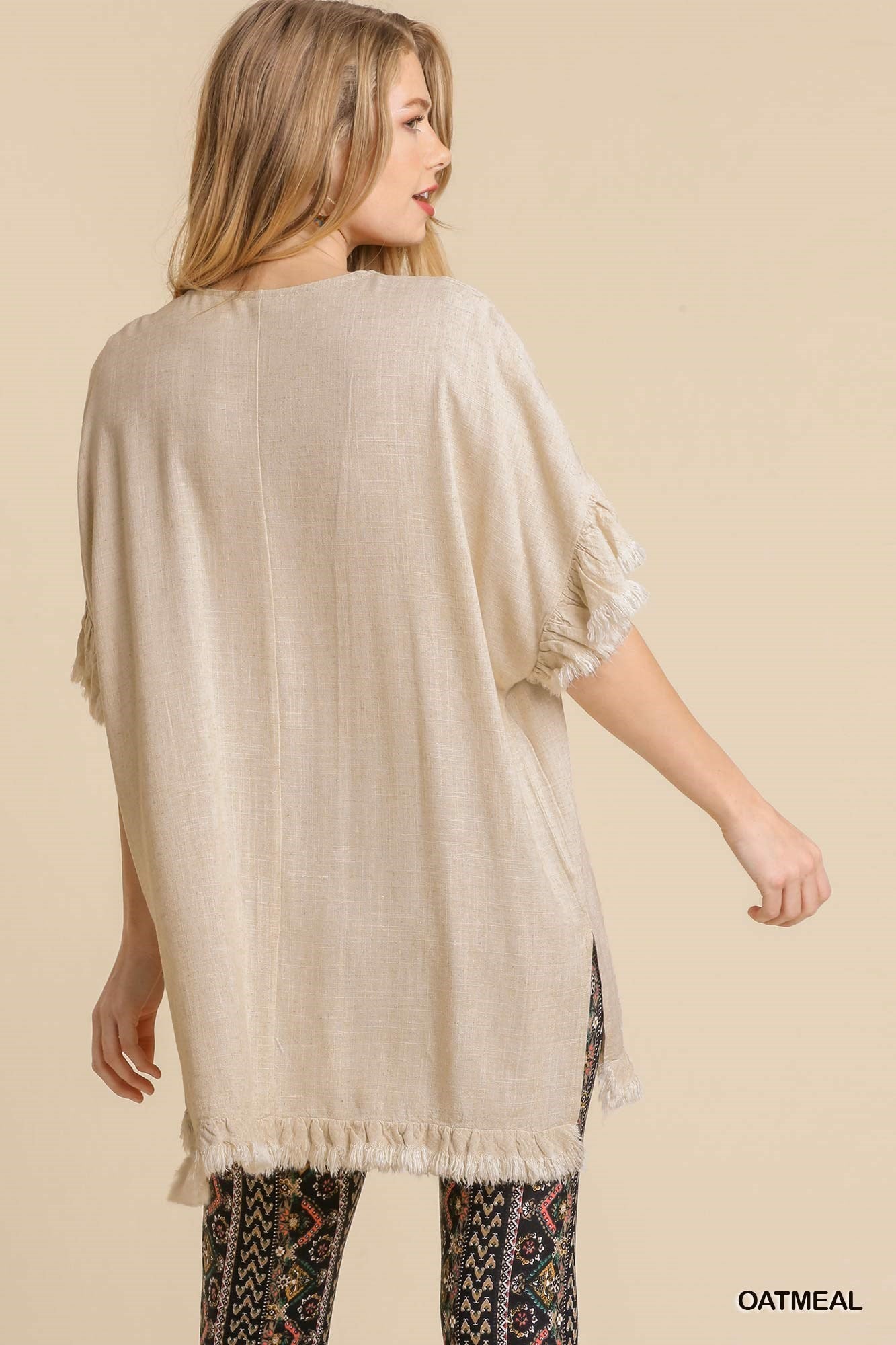 Oatmeal Linen Tunic Top