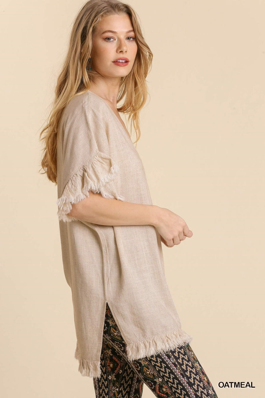 Oatmeal Linen Tunic Top