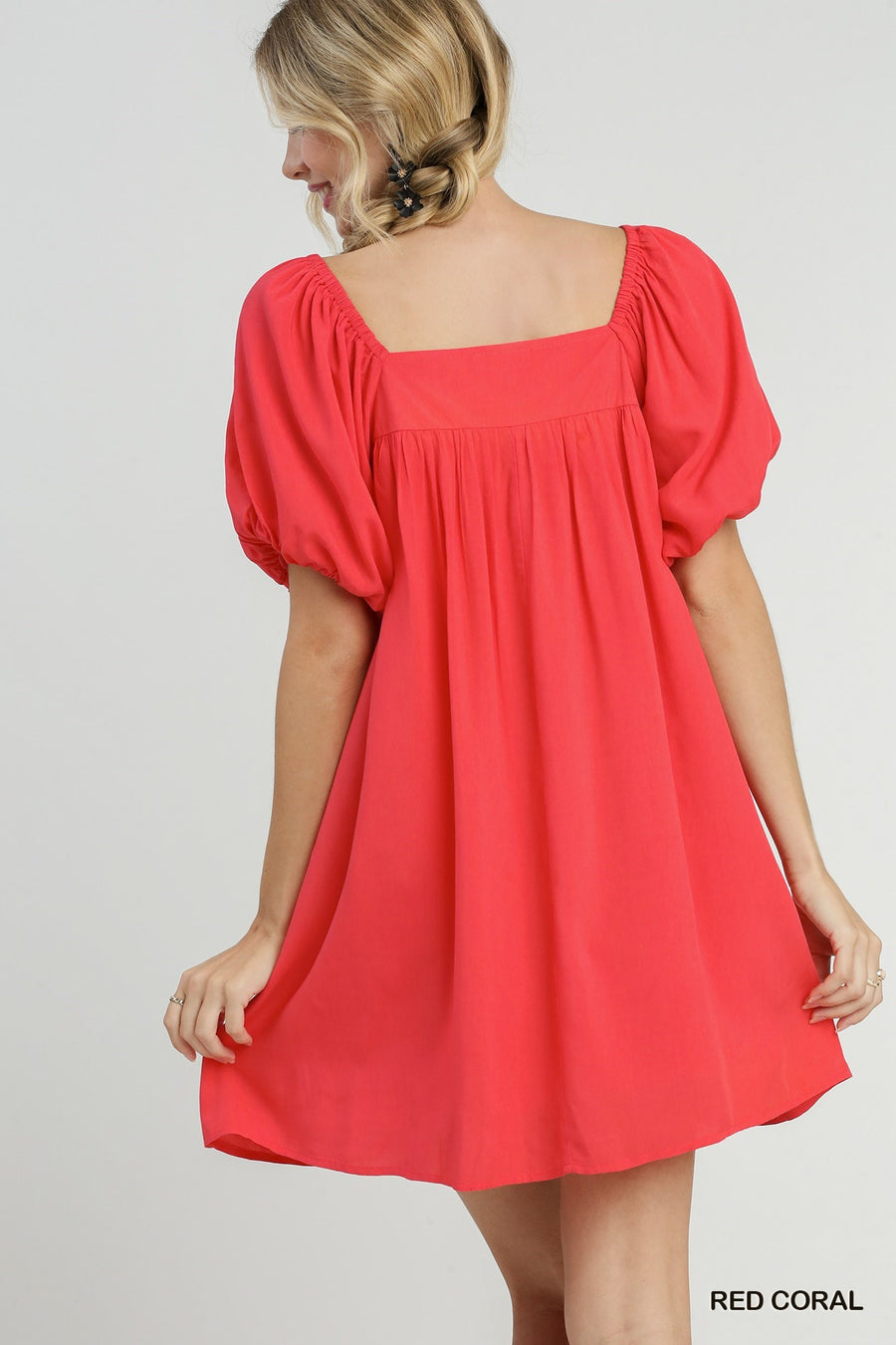 Coral Pin-tuck Mini Dress