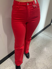 Judy Blue High Waist 90's Straight Red Jeans