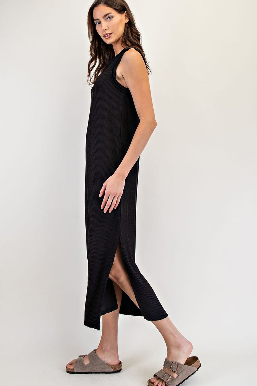 Black Ribbed Maxi Dress