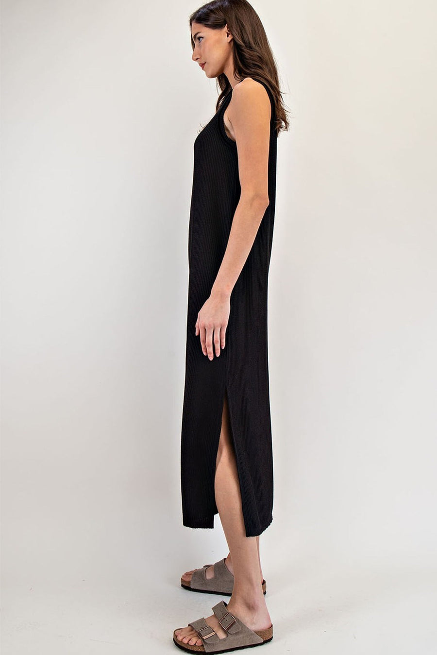 Black Ribbed Maxi Dress