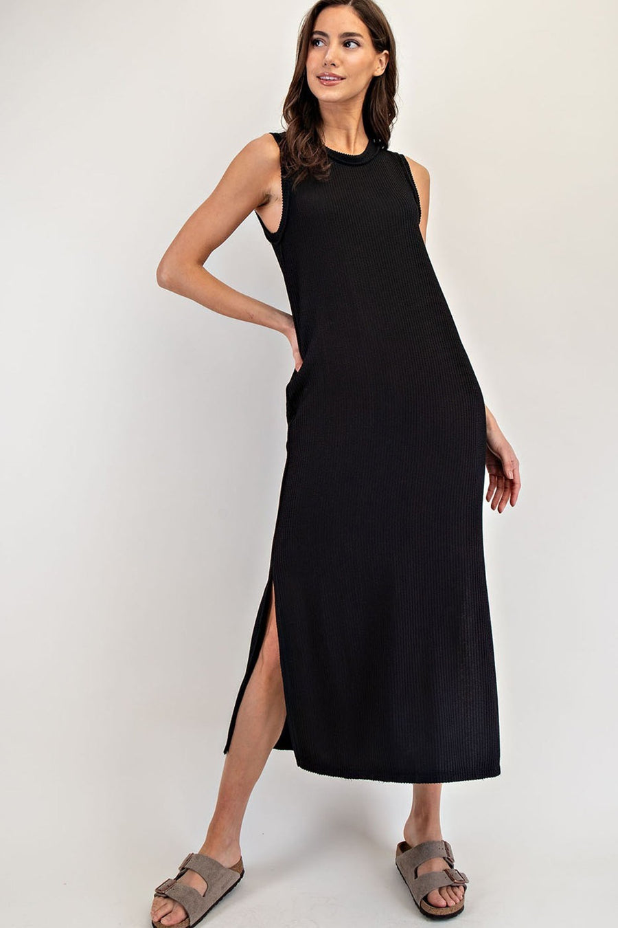 Black Ribbed Maxi Dress