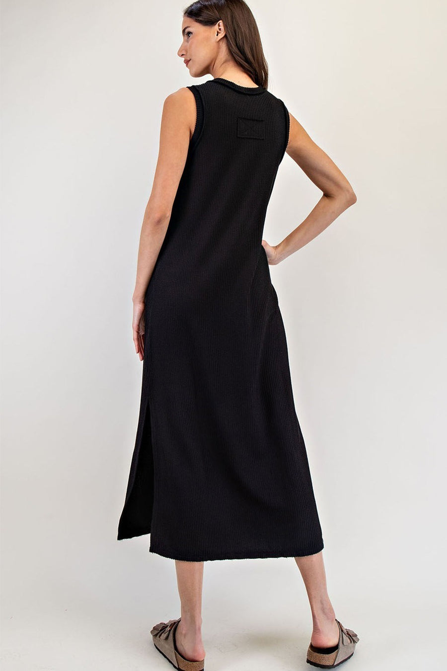 Black Ribbed Maxi Dress