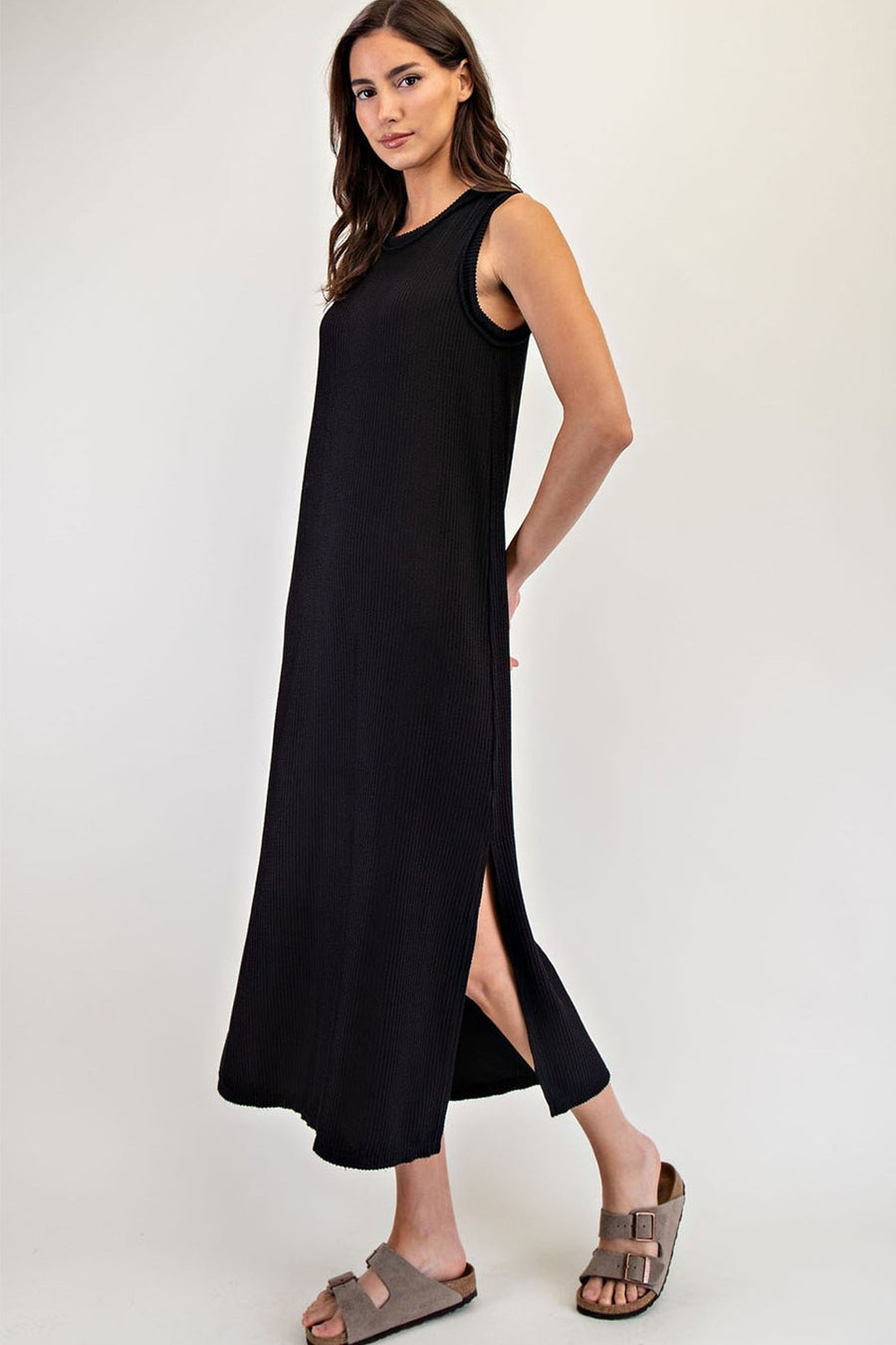 Black Ribbed Maxi Dress