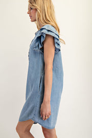 Button Down Chambray Mini Dress