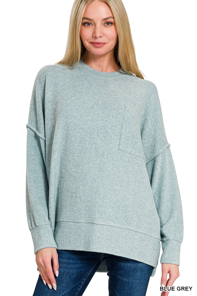 Blue Grey Melange Oversize Sweater