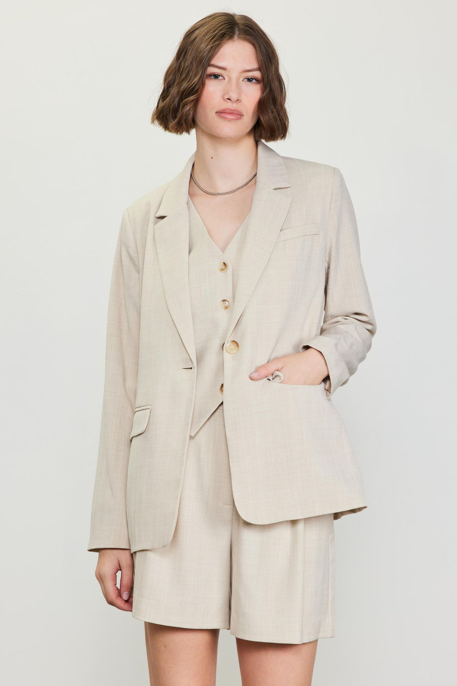 Skies Are Blue Mélange Beige Blazer