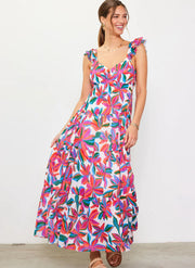 Skies Are Blue Red Floral Maxi Dress