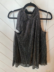 Umgee Black Metallic Halter Top