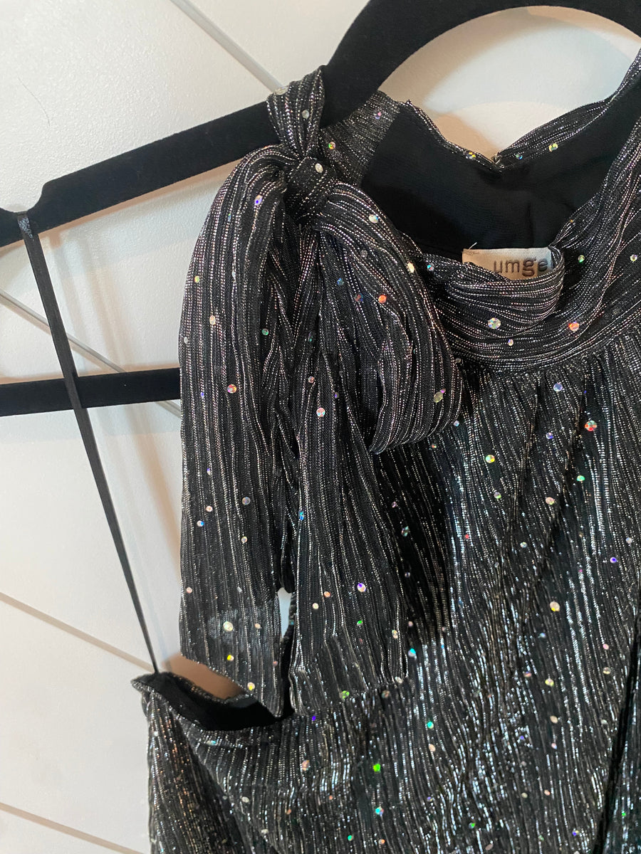 Umgee Black Metallic Halter Top