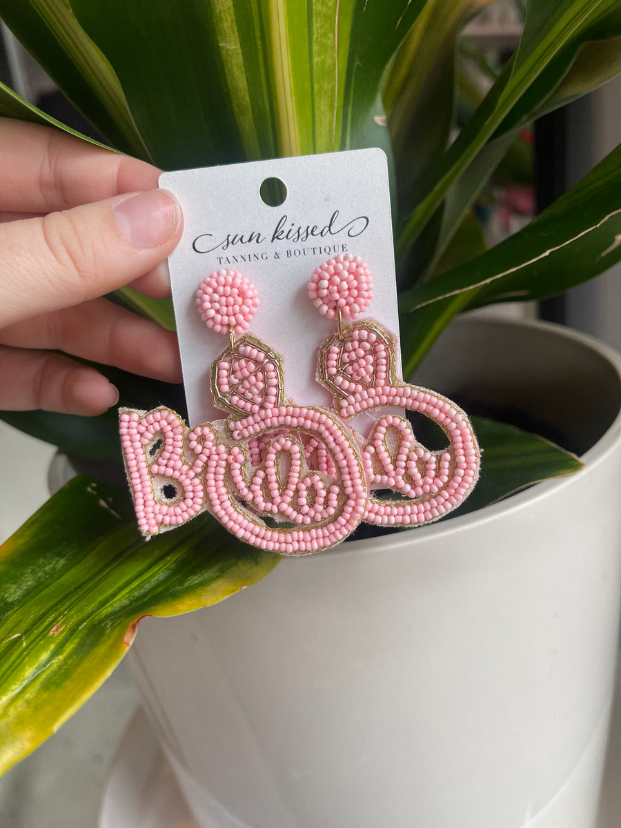 Pink Bride Beaded Earrings