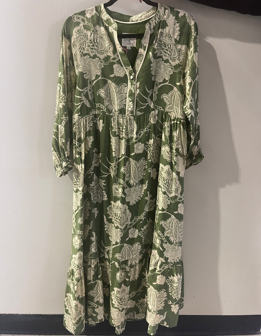 Green Floral Midi Dress
