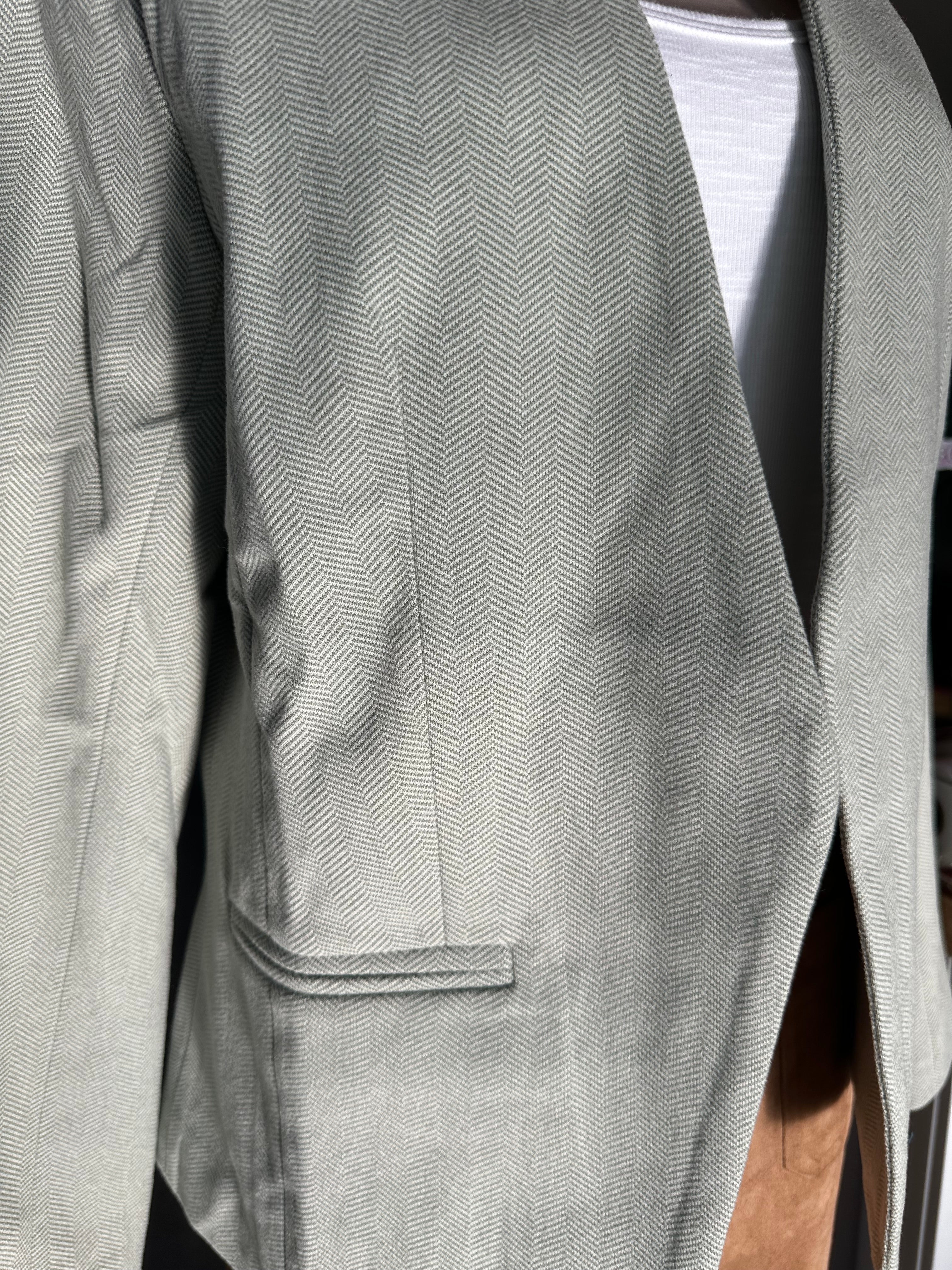 Sage Herringbone Tuxedo Jacket