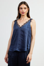 Skies ae Blue Lace Trim Cami Top