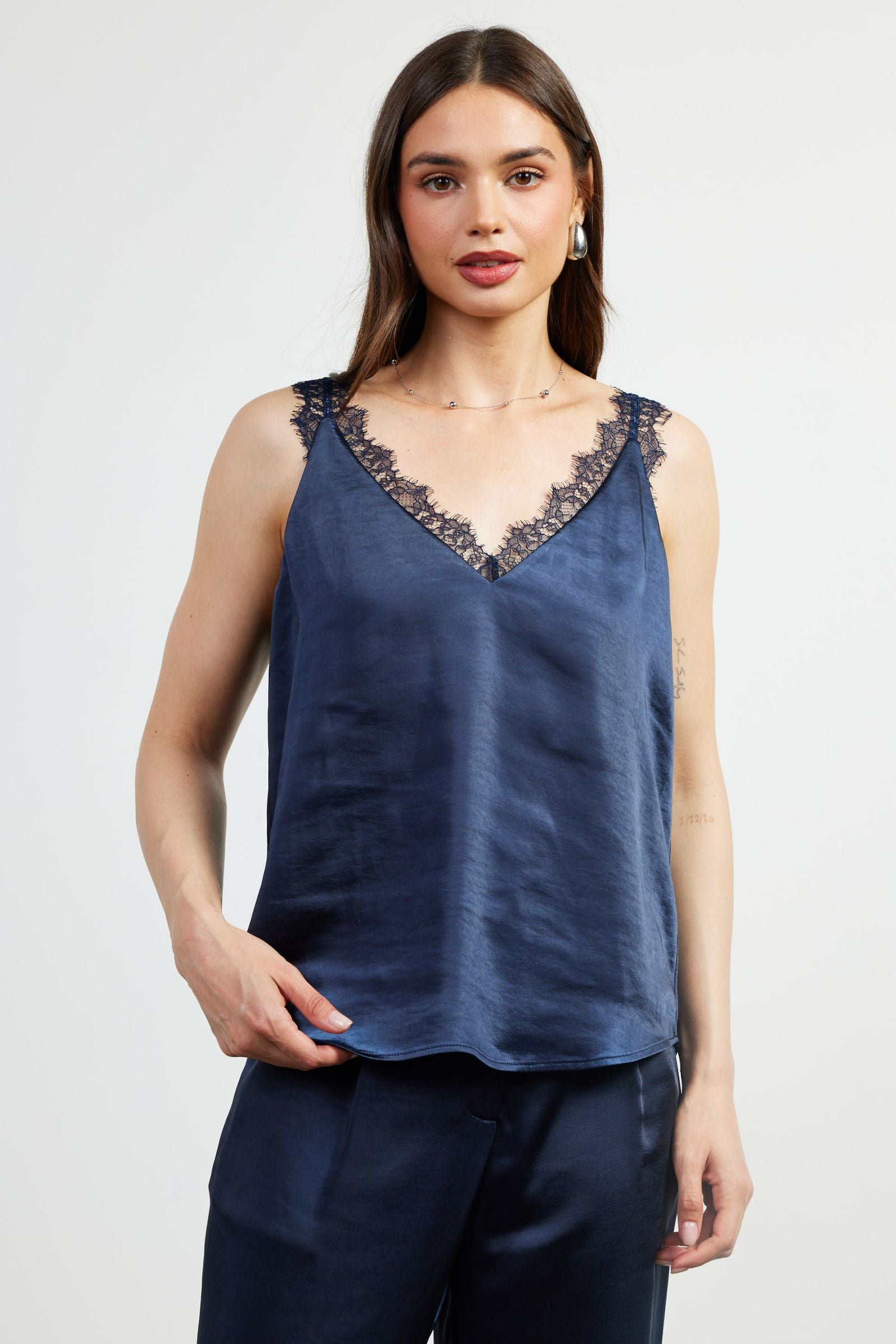 Skies ae Blue Lace Trim Cami Top