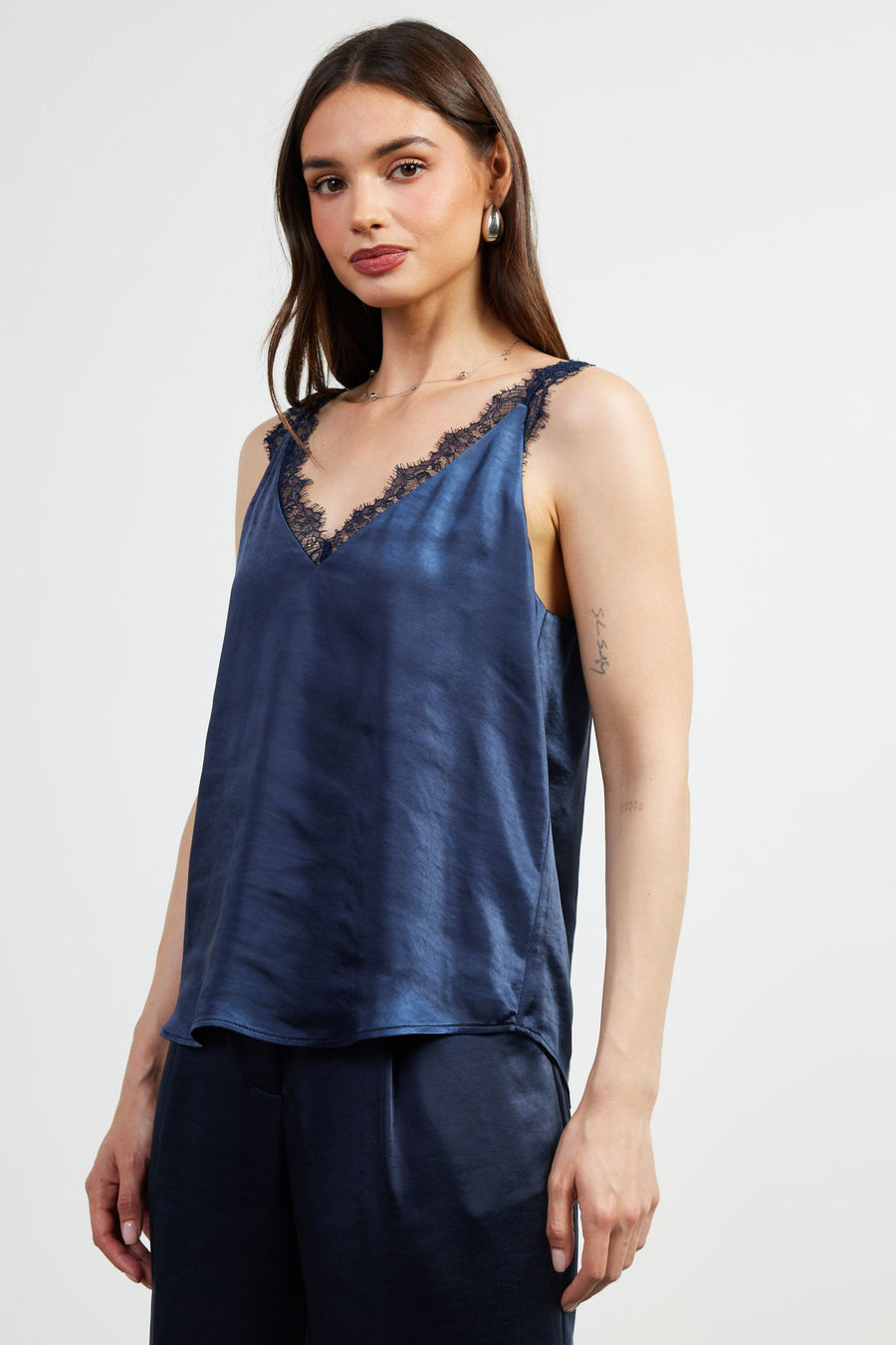 Skies ae Blue Lace Trim Cami Top