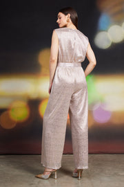 Skies Are Blue Blush Foil Print Jumpsuit