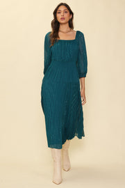 Skies Are Blue Emerald Sparkle Pleated Dress