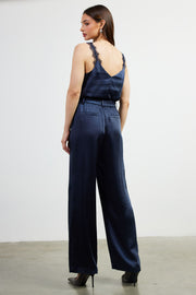 Skies Are Blue Navy Satin Trouser